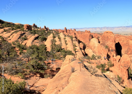 Unique rock formations at Devil's garden, Arches National Park, Moab, Utah
