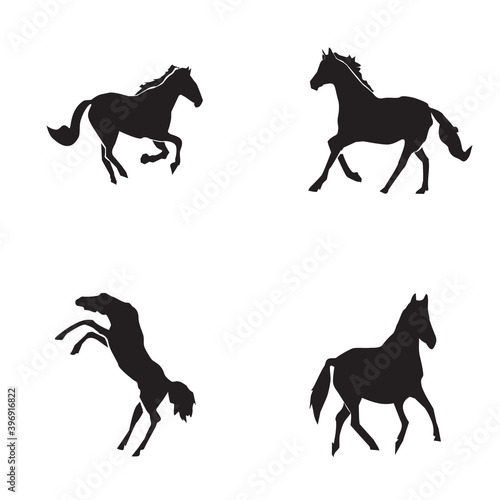 set of horse silhouettes