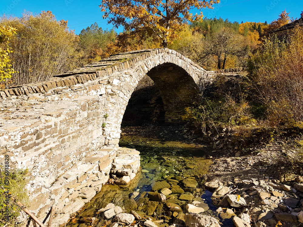 zagoria in ioannina perfecture in autumn old arched bridge first we met in zagoria, greece