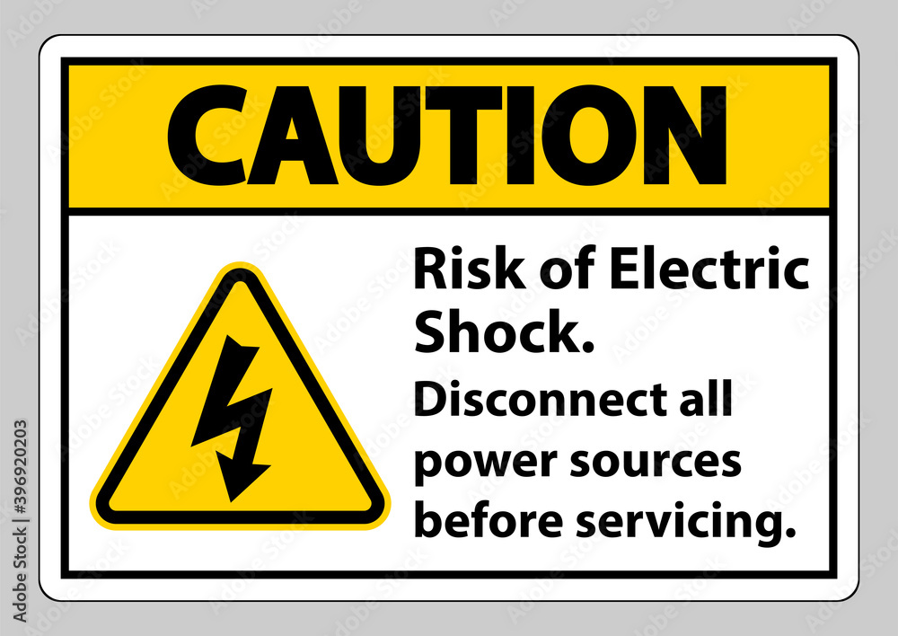 Caution Risk of electric shock Symbol Sign Isolate on White Background Caution Risk of electric shock Symbol Sign Isolate on White Background