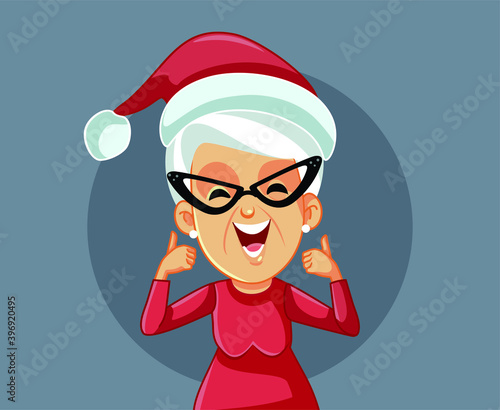 Mrs. Claus Holding Thumbs Up Celebrating Christmas