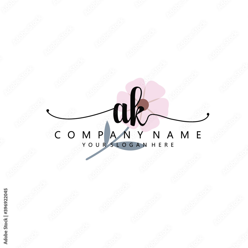 AK Initial handwriting logo template vector AK Initial handwriting logo template vector