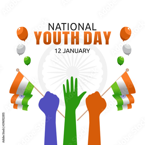 vector graphic of national youth day good for national youth day celebration. flat design. flyer design.flat illustration.