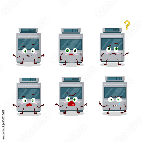 Cartoon character of stove with what expression