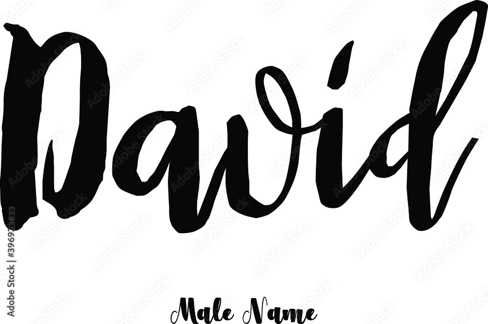 David-Male Name Cursive Calligraphy Text on White Background เวกเตอร์ ...