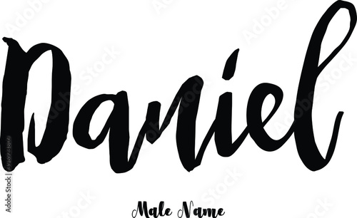 Daniel-Male Name Cursive Calligraphy Text on White Background