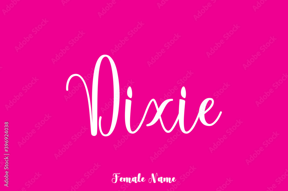 Dixie-Female Name Cursive Handwritten Text On Pink Background