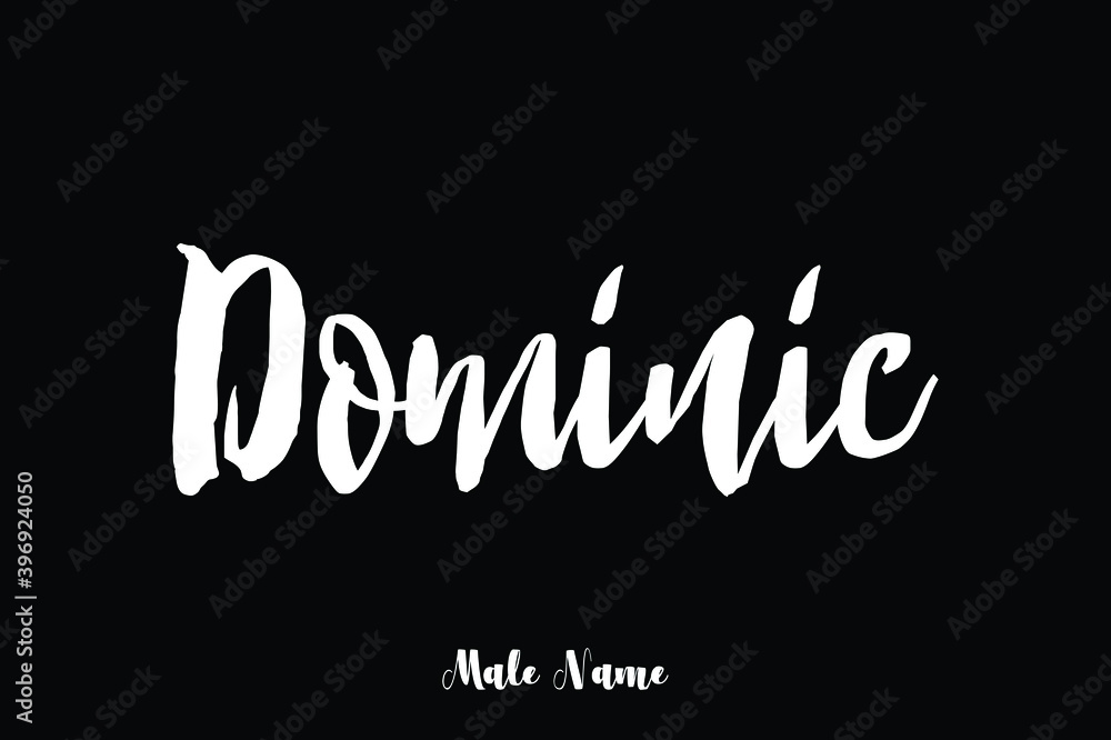 Dominic-Male Name Cursive Calligraphy Text on Black Background