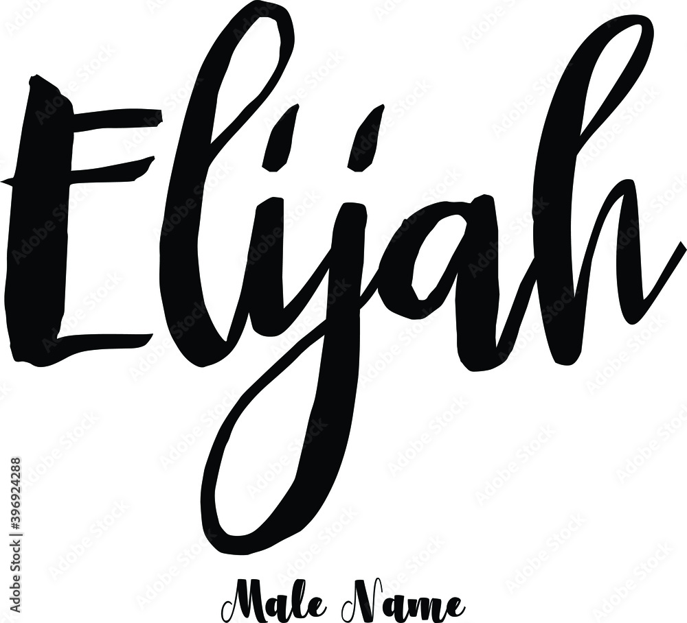 Elijah-Male Name Cursive Calligraphy Text on White Background Stock Vector  | Adobe Stock