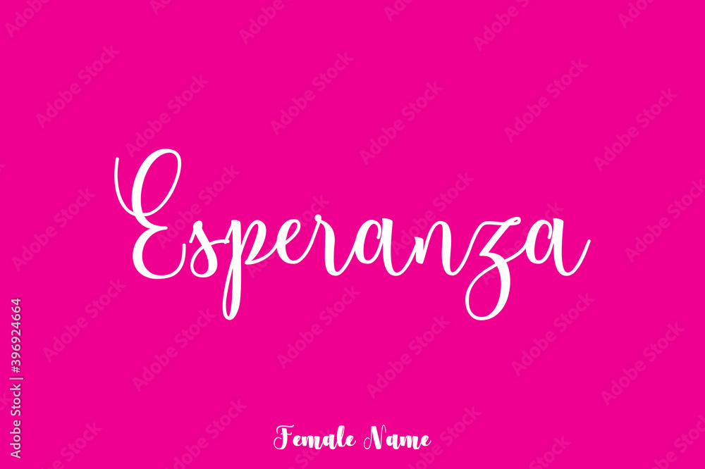 Esperanza-Female Name Cursive Handwritten Text On Pink Background