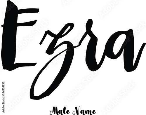 Cuadro en lienzo Ezra-Male Name Cursive Calligraphy Text on White Background