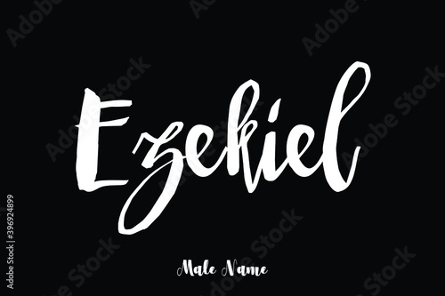 Canvas-taulu Ezekiel-Male Name Cursive Calligraphy Text on Black Background