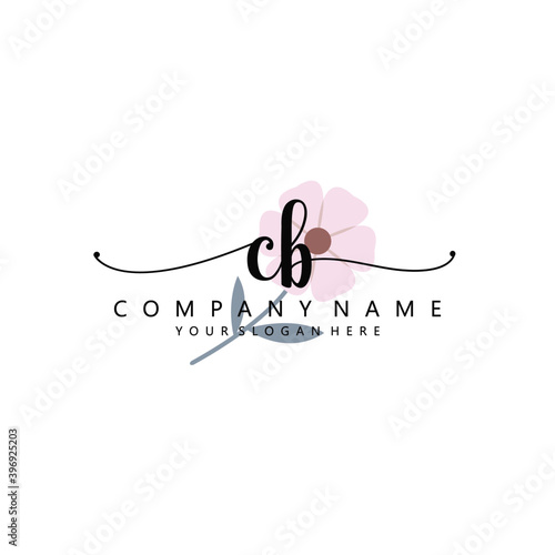 CB Initial handwriting logo template vector 
