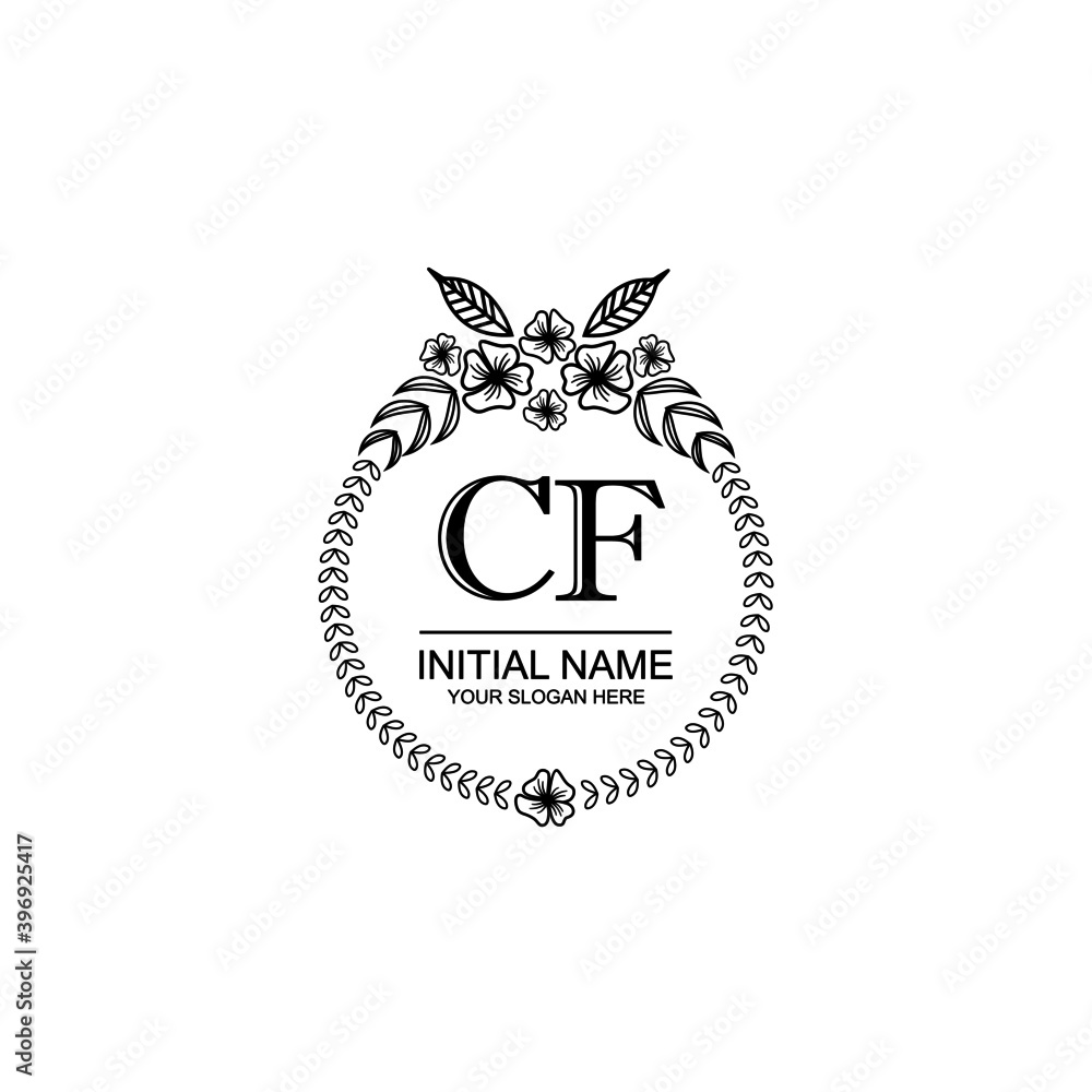 CF Initial handwriting logo template vector
