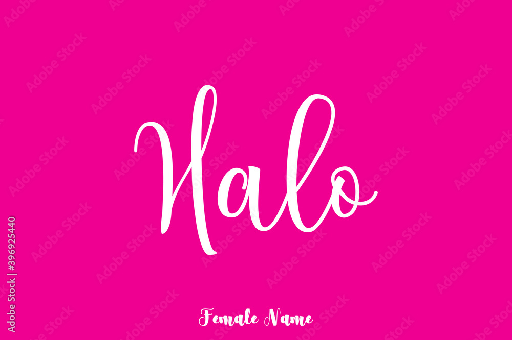 Halo-Female Name Cursive Calligraphy White Color Text On Pink Background