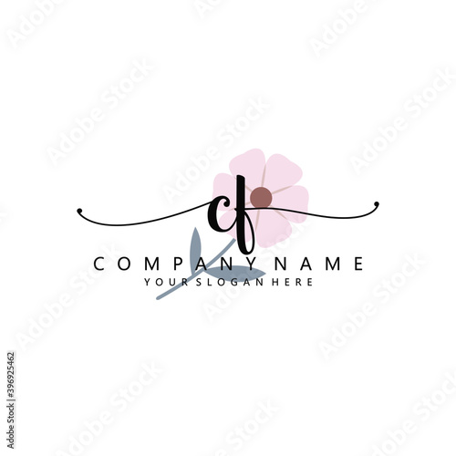 CF Initial handwriting logo template vector 
