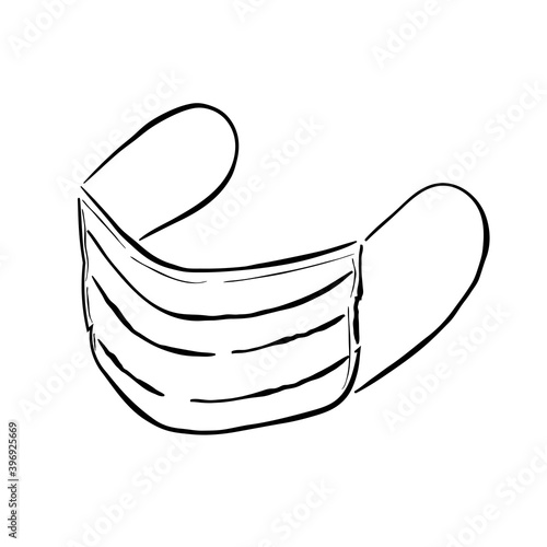手描きのマスクのイラスト　背景透過