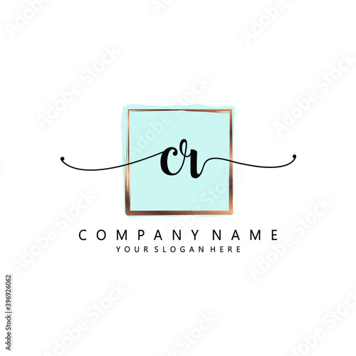 CR Initial handwriting logo template vector

