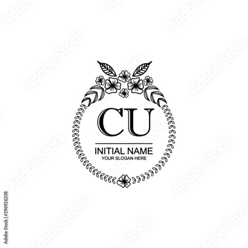 CU Initial handwriting logo template vector 