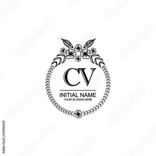 CV Initial handwriting logo template vector 