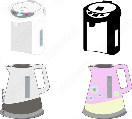 シンプルな電子ポットのイラストセット