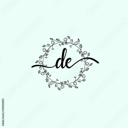 DE Initial handwriting logo template vector 