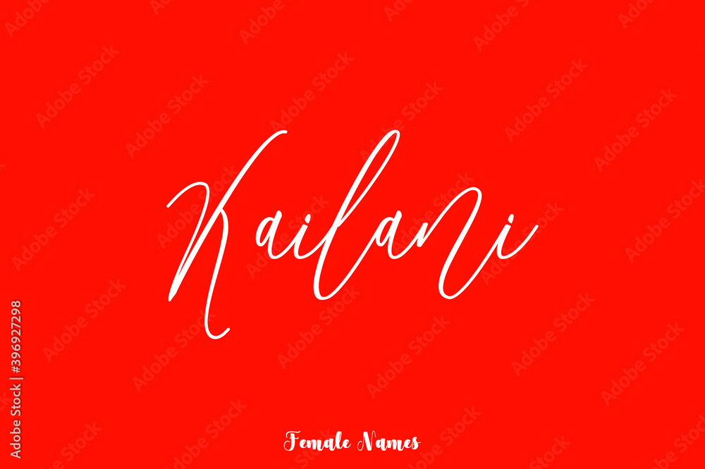 Kailani-Female Name Cursive Handwritten Text On Red Background