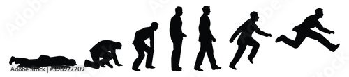 Step of business man to success silhouette vector on white