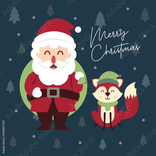 santa claus y zorro en navidad