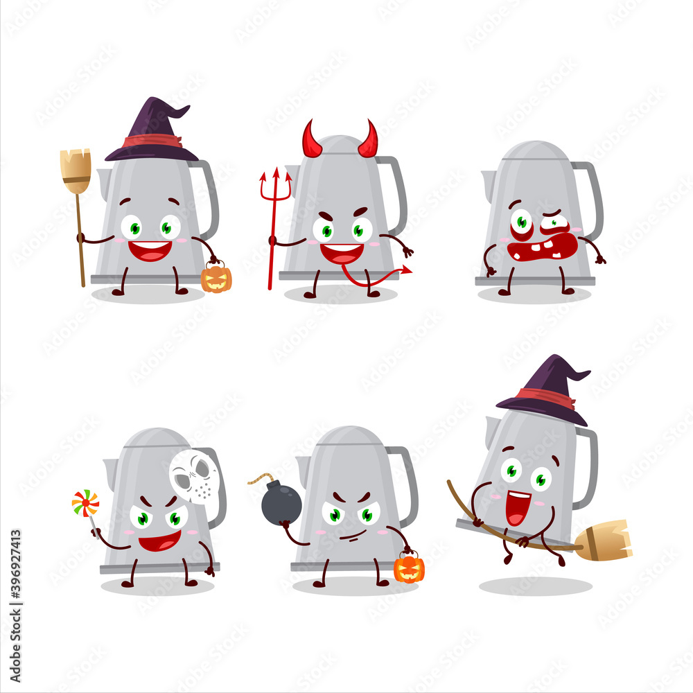 Halloween expression emoticons with cartoon character of electric kettle Halloween expression emoticons with cartoon character of electric kettle