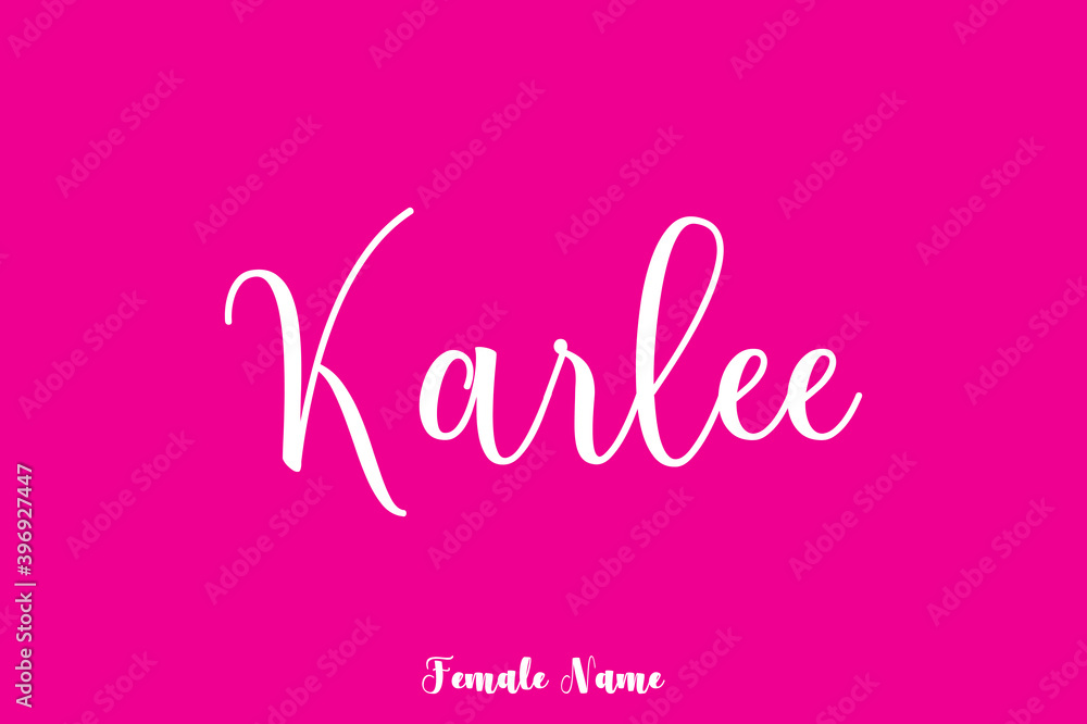 Karlee-Female Name Handwritten Text On Pink Background