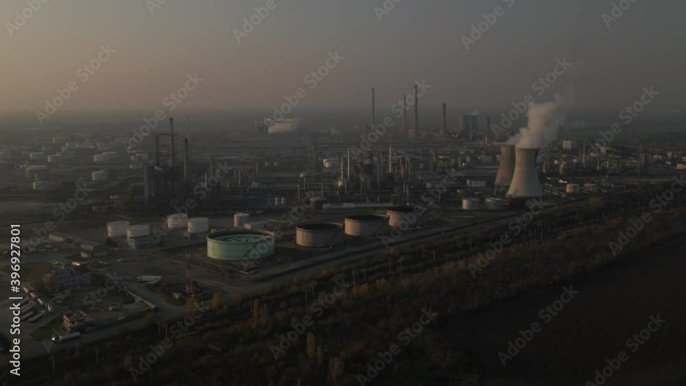 Aerial view of large refinery complex area during dusk in Ploesti,Romania. Aerial view of large refinery complex area during dusk in Ploesti,Romania.