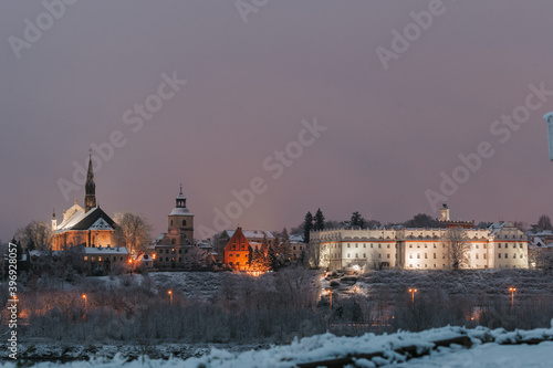 Panorama Sandomierz w zimowej scenerii
