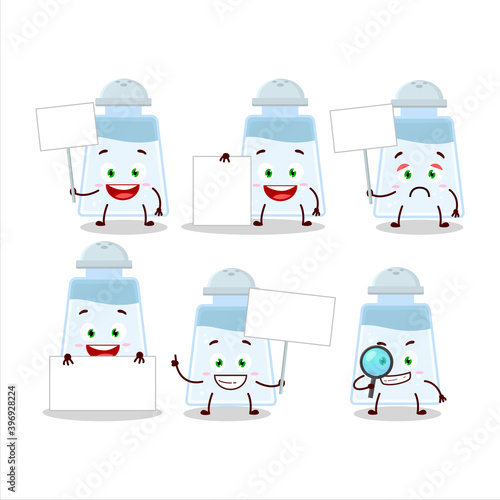 Salt shaker cartoon character bring information board