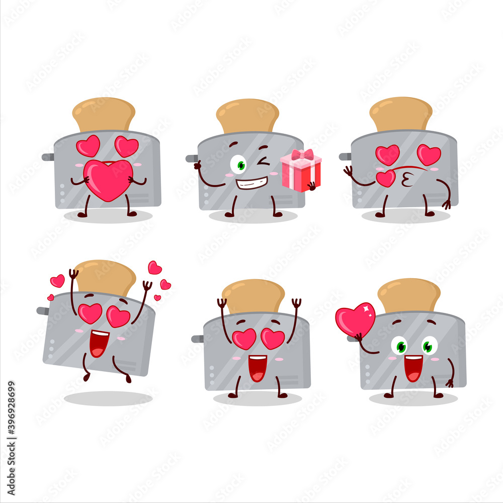 Toast maker cartoon character with love cute emoticon Toast maker cartoon character with love cute emoticon