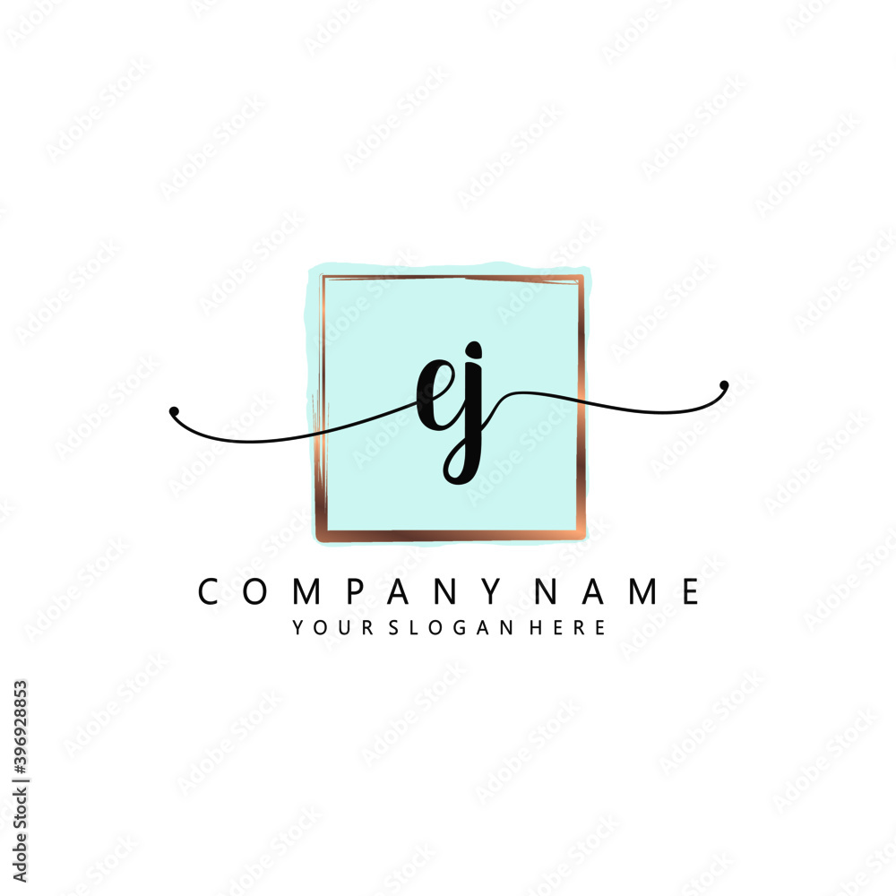 EJ Initial handwriting logo template vector
