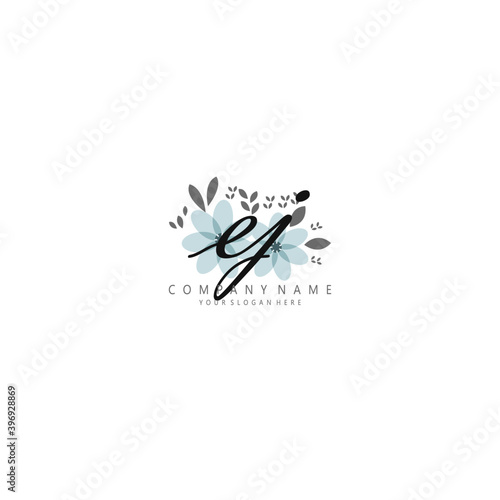 EJ Initial handwriting logo template vector 