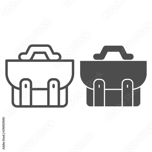 Briefcase line and solid icon, school concept, school bag sign on white background, diplomat for document icon in outline style for mobile concept and web design. Vector graphics.