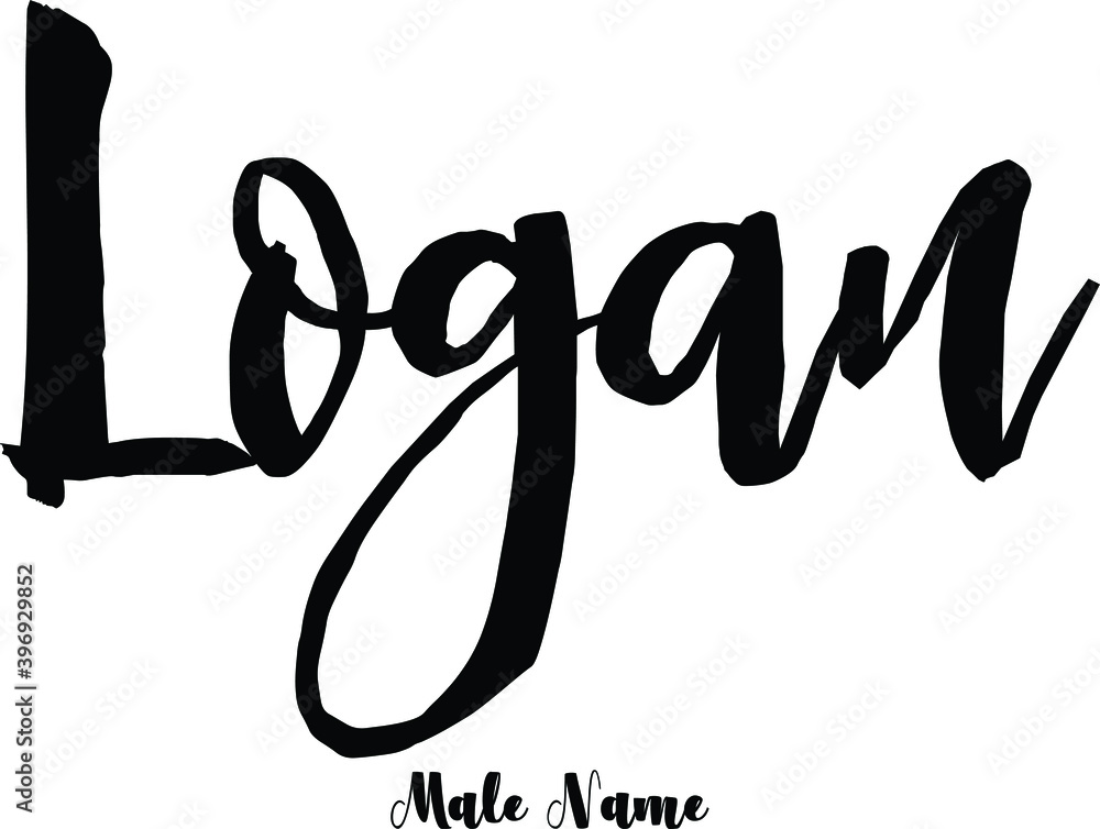 Logan Male Name Cursive Calligraphy Text on White Background Stock ...
