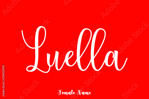 Luella-Female Name Brush Calligraphy White Color Text On Red Background