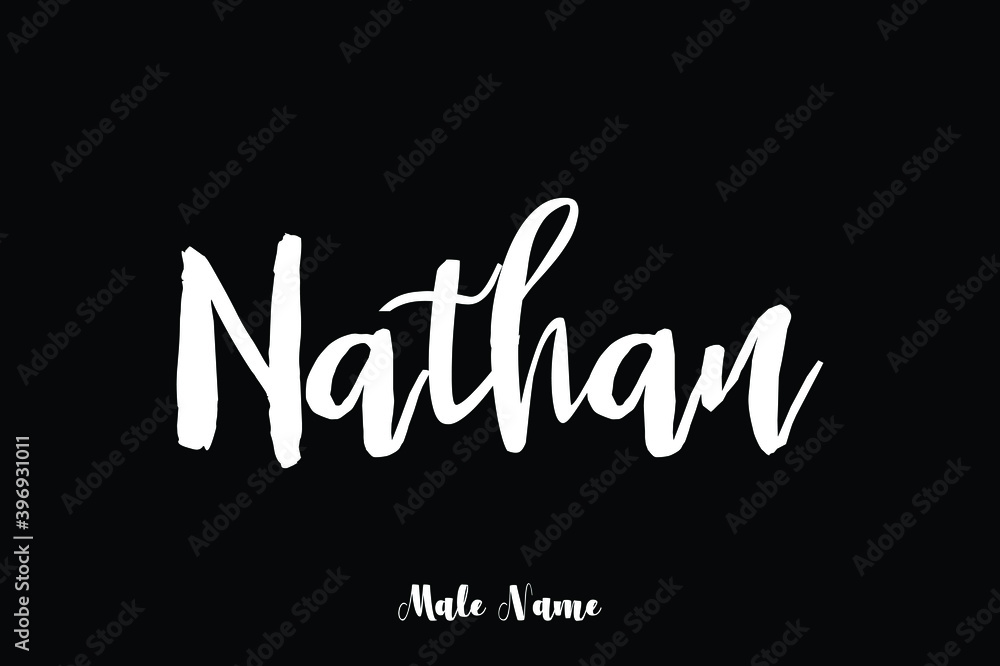Nathan Male Name Bold Calligraphy Text on Black Background Stock Vector |  Adobe Stock