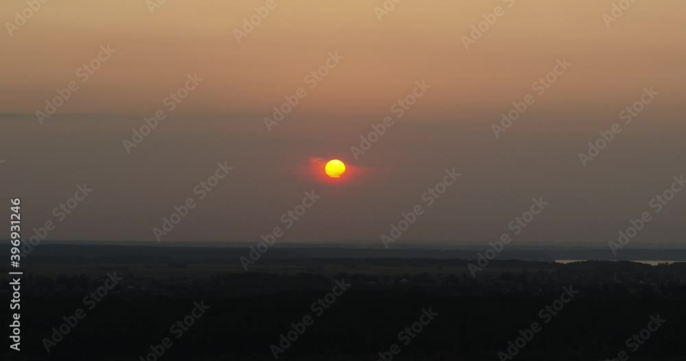 Sunrise over Kaunas sea, drone aerial view. Lithuania nature Sunrise over Kaunas sea, drone aerial view. Lithuania nature