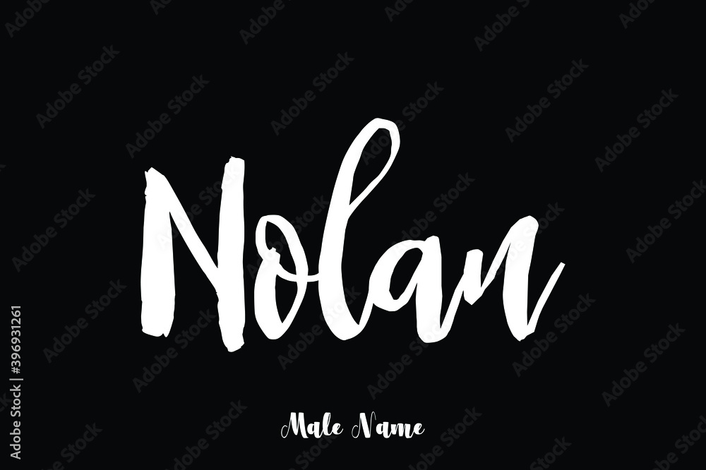 Nolan -Male Name Cursive Calligraphy Text on White Background