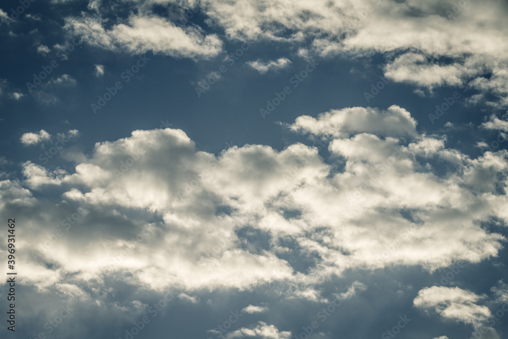 Sun Somes Clouds, Free Space For Text. Clear blue sky and white clouds Sun Somes Clouds, Free Space For Text. Clear blue sky and white clouds
