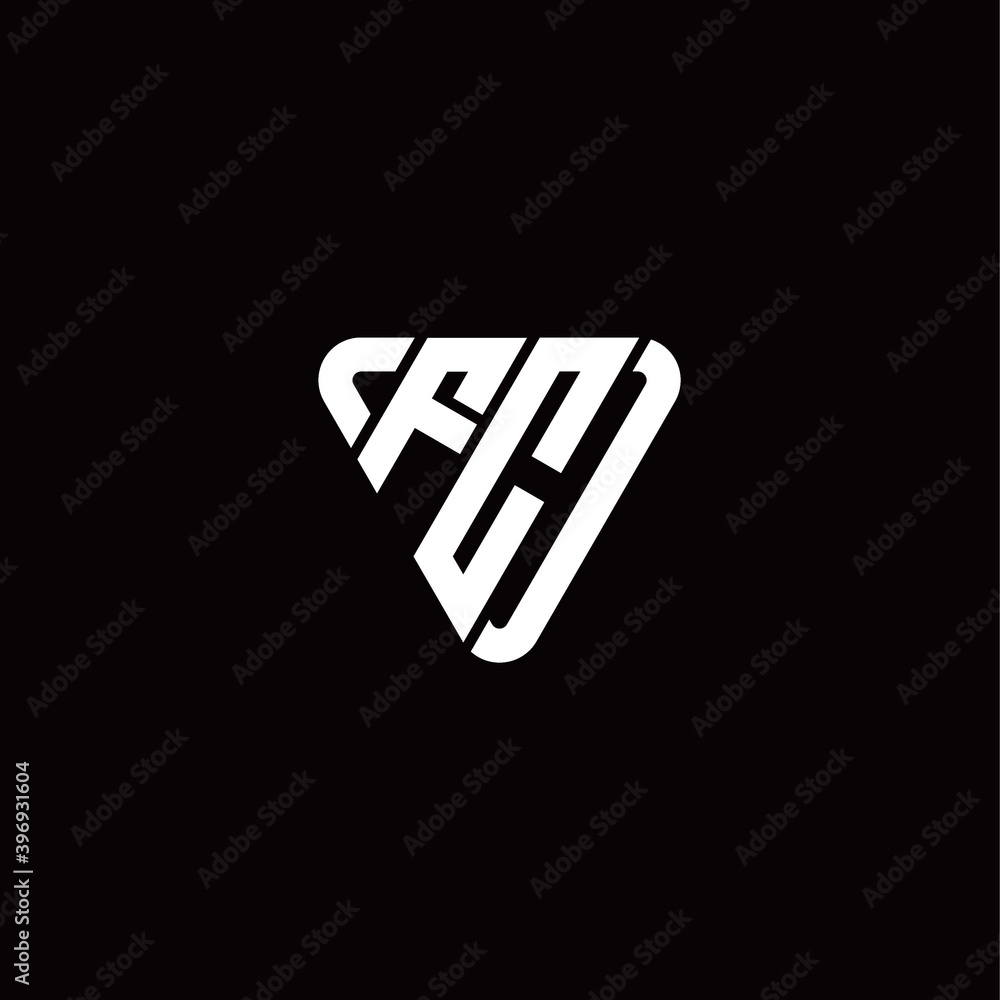 Obraz premium Initial Letter F C Linked Triangle Design Logo