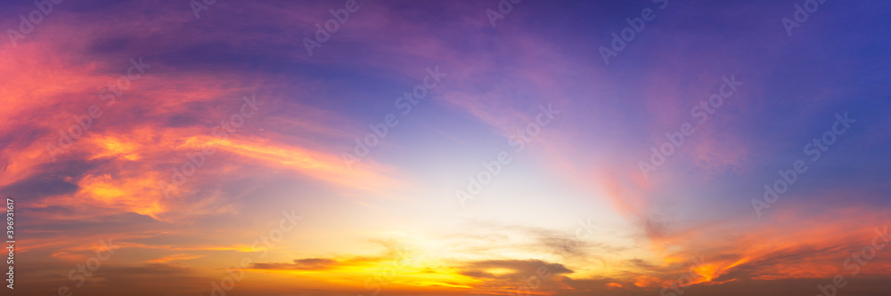 Cloudy twilight sky panorama sunrise or sunset time background