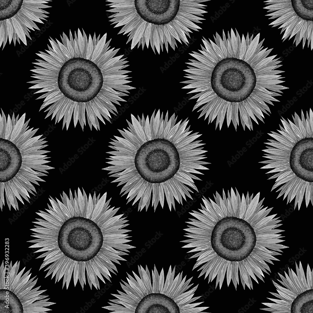 seamless pattern of sunflowers.watercolor flower pattern hand drawing for postcards,wrapping paper,textiles seamless pattern of sunflowers.watercolor flower pattern hand drawing for postcards,wrapping paper,textiles