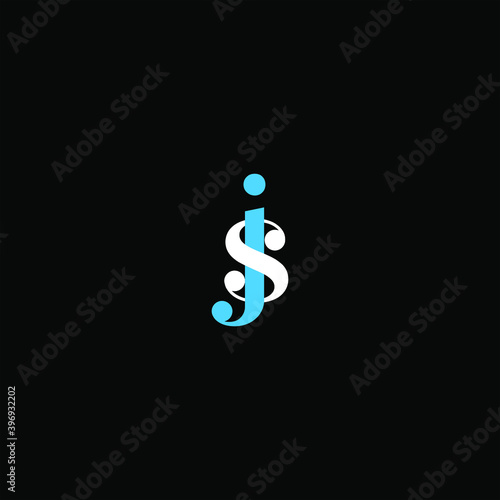 J S letter logo abstract design on black color background. js monogram