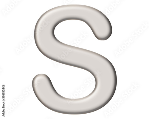 s letter logo, Alphabet White Transparent Abc, 3d illustration 