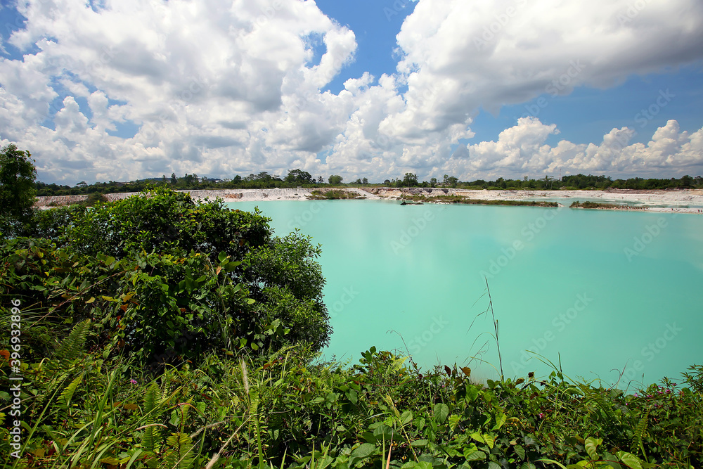 Kaolin lake near Tanjung Pandan on Belitung Island, Indonesia.